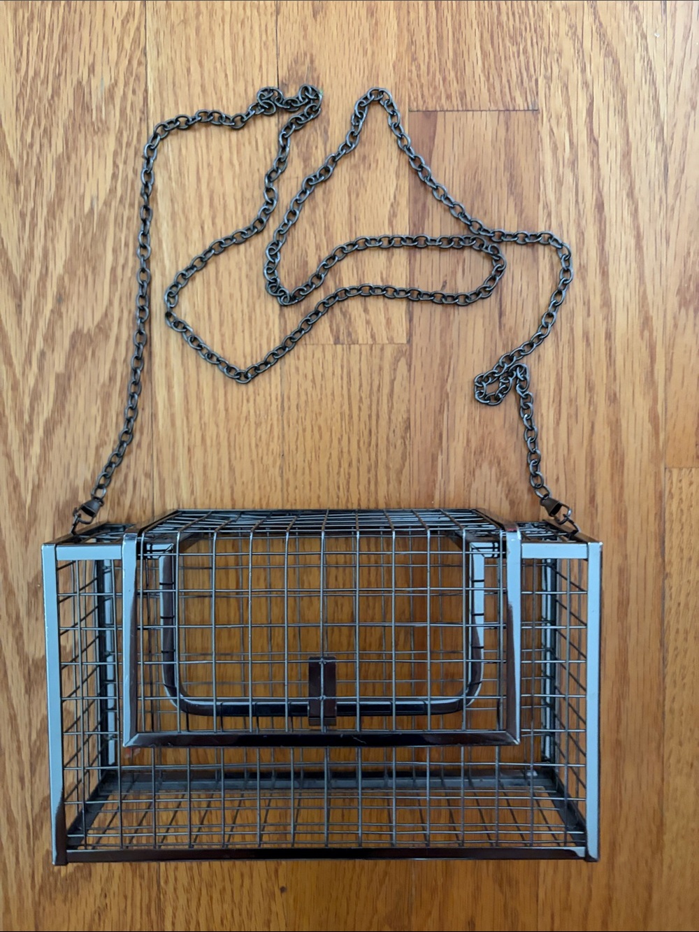 Metal Cage Crossbody Bag in Gunmetal